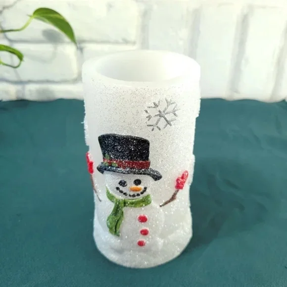 3/$25 Snowman Battery Glitter Candle - Picture 5 of 7